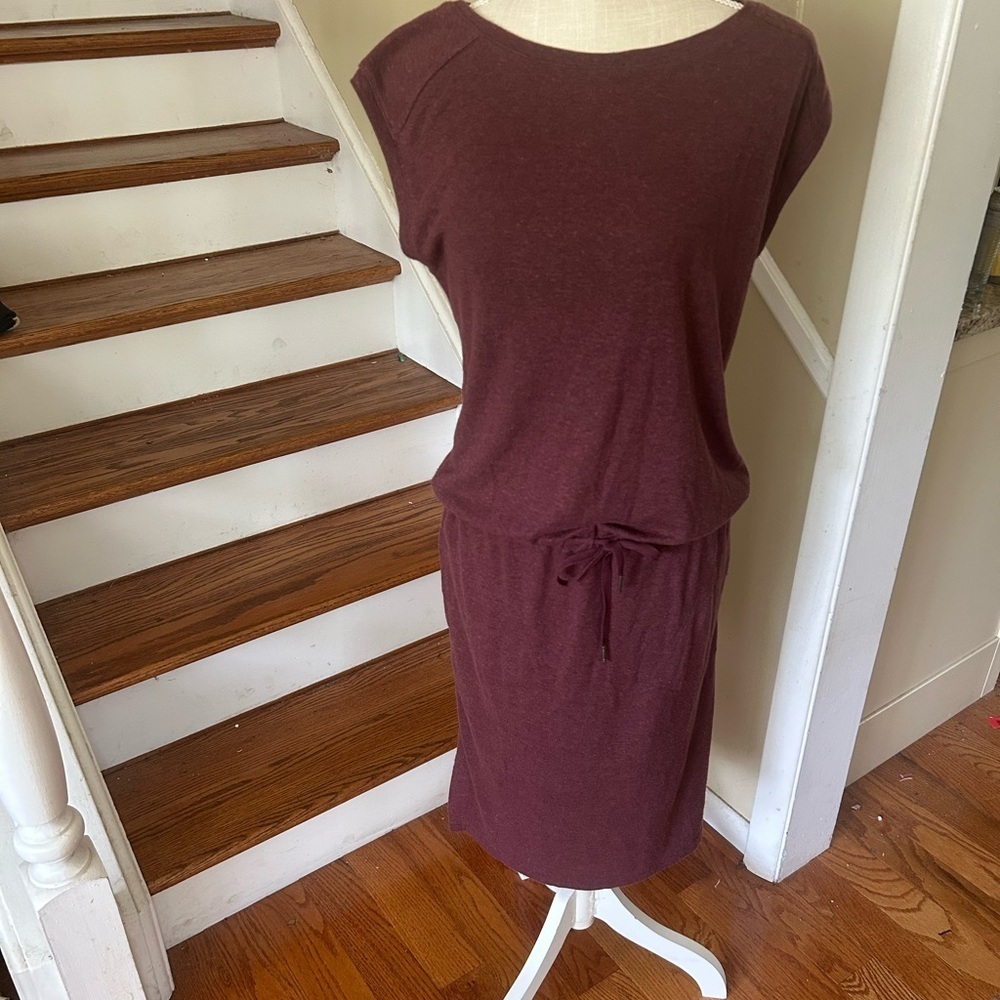 Prana Maroon Drawstring Waist Casual Dress